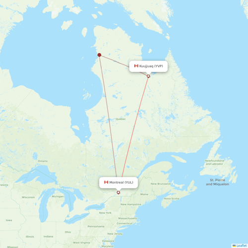 Canadian North flights between Kuujjuaq and Montreal