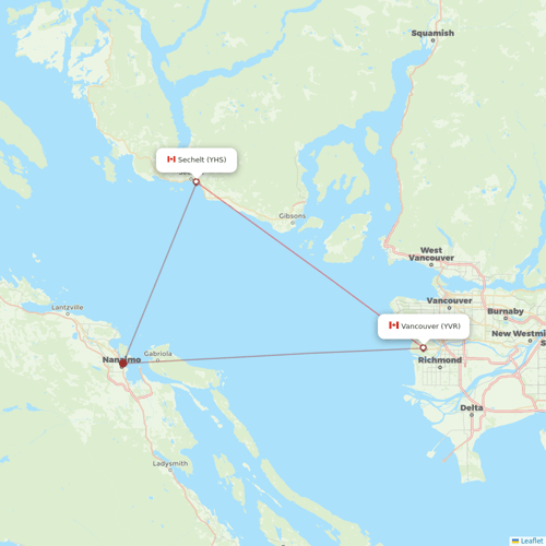 Harbour Air flights between Vancouver and Sechelt