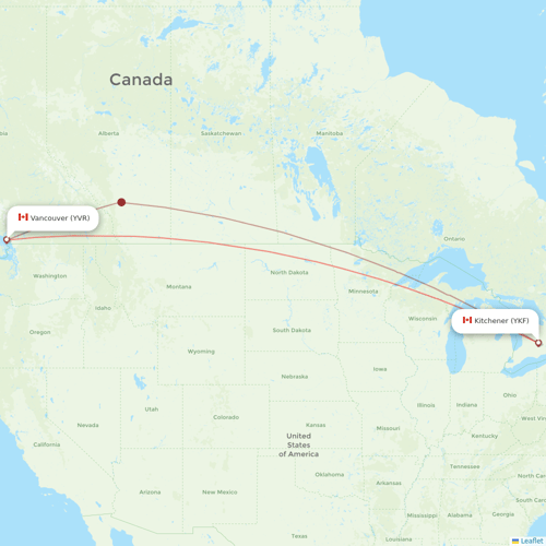 Flair Airlines flights between Vancouver and Kitchener