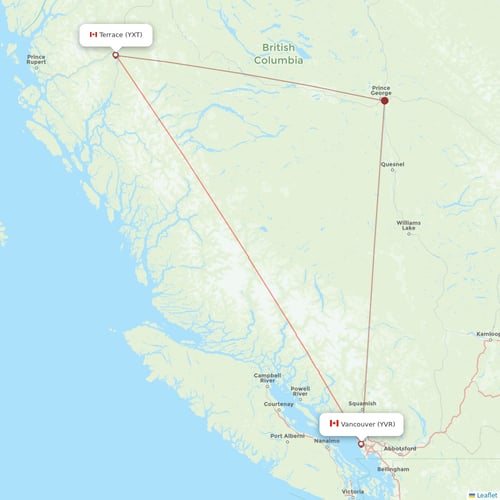Air Canada flights between Vancouver and Terrace