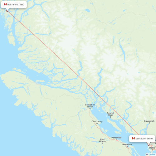 Pacific Coastal Airlines flights between Vancouver and Bella Bella
