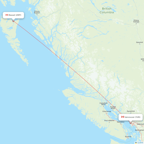 Pacific Coastal Airlines flights between Vancouver and Masset