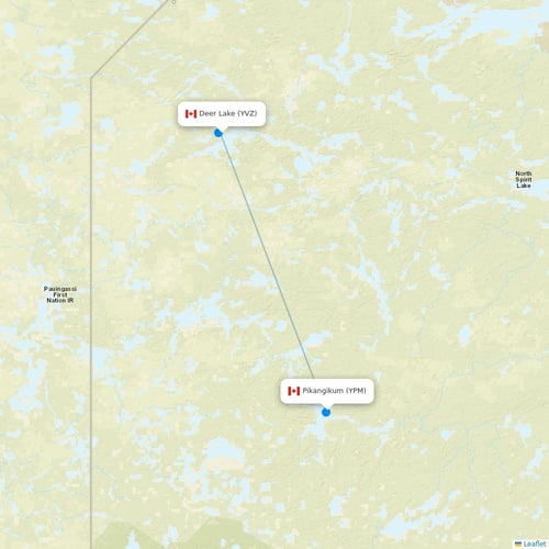 Air Antwerp flights between Deer Lake and Pikangikum