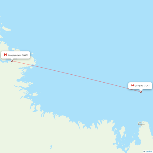 Air Inuit flights between Kangiqsujuaq and Quaqtaq