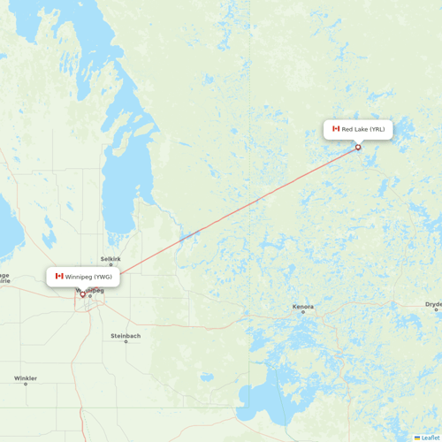 Bearskin Airlines flights between Winnipeg and Red Lake