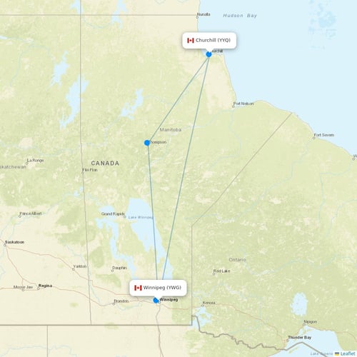 Calm Air International flights between Winnipeg and Churchill