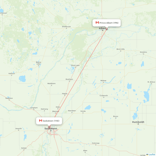 Transwest Air flights between Saskatoon and Prince Albert