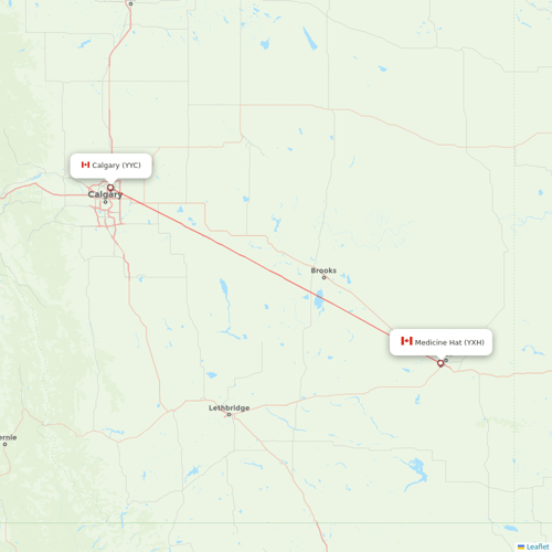 WestJet flights between Medicine Hat and Calgary