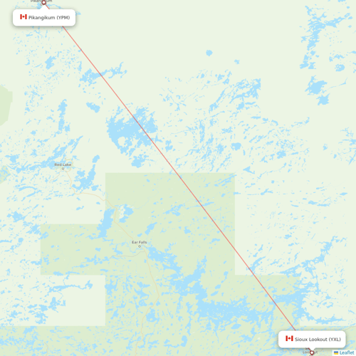 Bearskin Airlines flights between Sioux Lookout and Pikangikum
