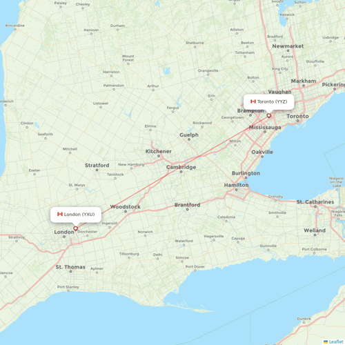 Air Canada flights between London and Toronto