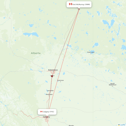 WestJet flights between Calgary and Fort McMurray