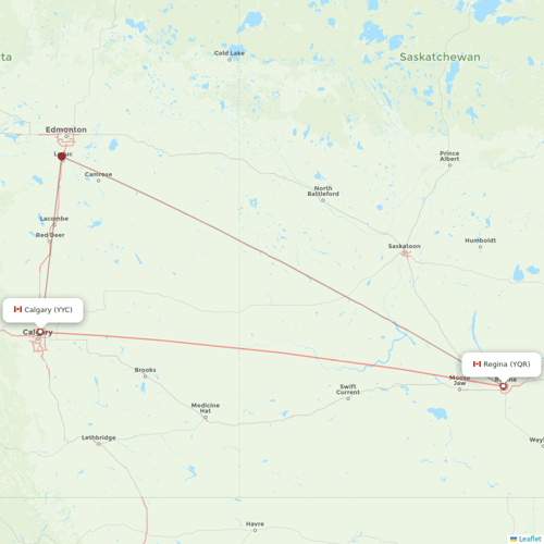 WestJet flights between Calgary and Regina