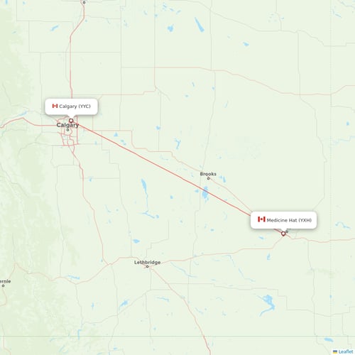 WestJet flights between Calgary and Medicine Hat