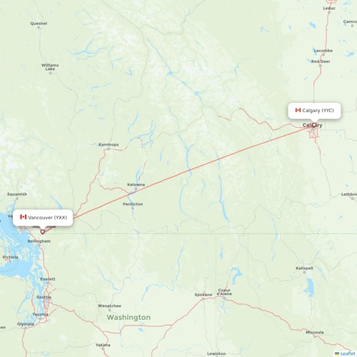 WestJet flights between Calgary and Vancouver