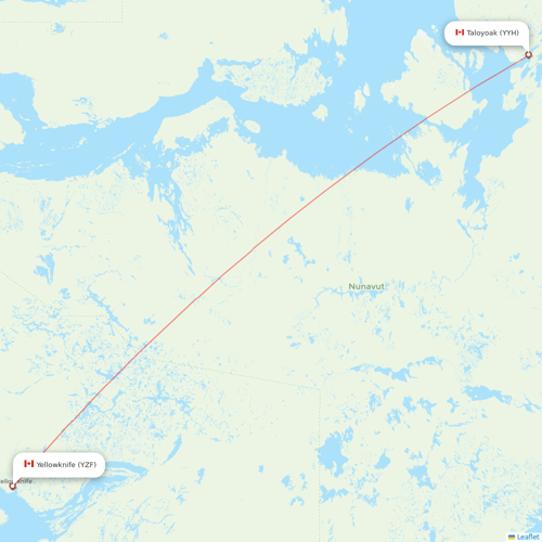 Canadian North flights between Taloyoak and Yellowknife