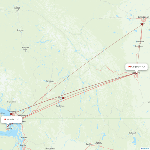 WestJet flights between Victoria and Calgary