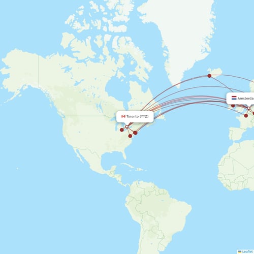 Air Transat flights between Toronto and Amsterdam