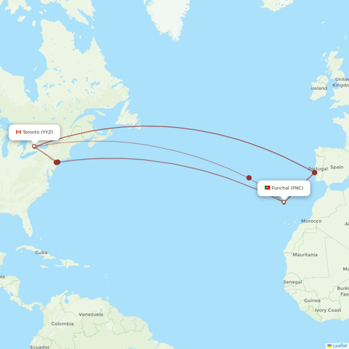 Azores Airlines flights between Toronto and Funchal