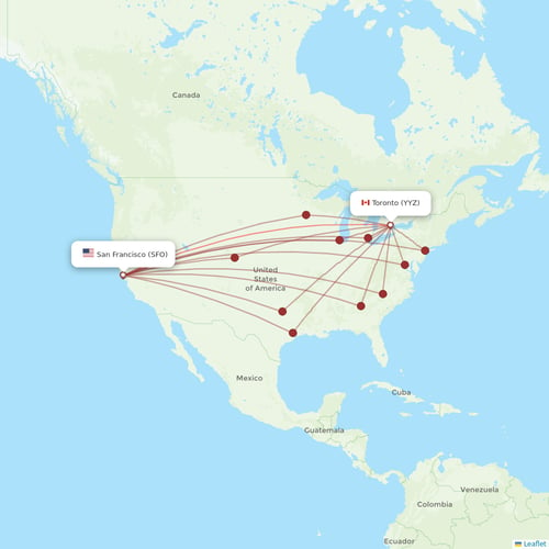 Air Canada flights between Toronto and San Francisco