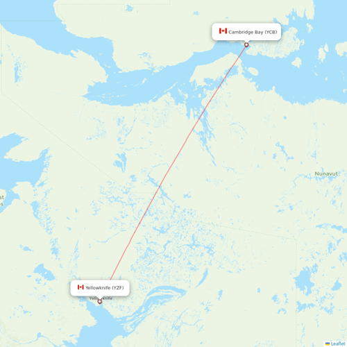 Canadian North flights between Yellowknife and Cambridge Bay