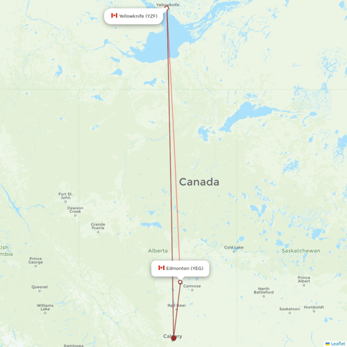 Canadian North flights between Yellowknife and Edmonton