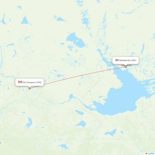 Canadian North flights between Yellowknife and Fort Simpson