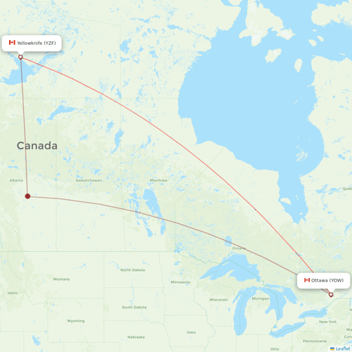 Air North flights between Yellowknife and Ottawa