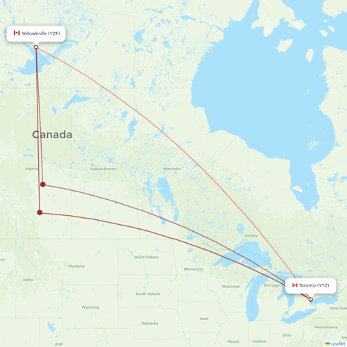 Air North flights between Yellowknife and Toronto