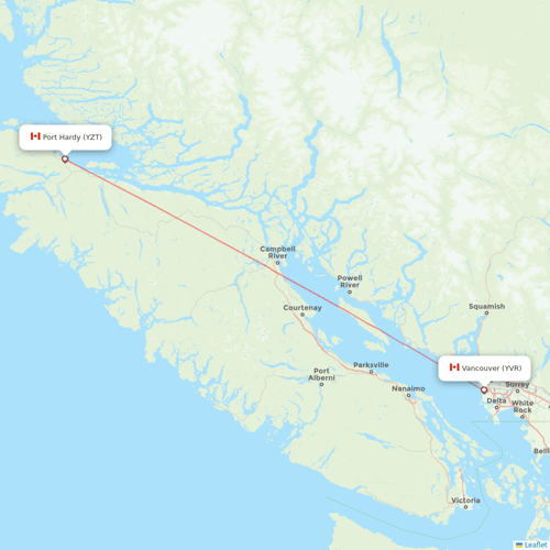 Pacific Coastal Airlines flights between Port Hardy and Vancouver