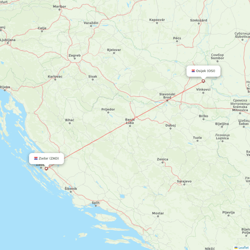 Trade Air flights between Zadar and Osijek