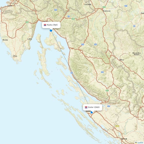 Trade Air flights between Zadar and Rijeka