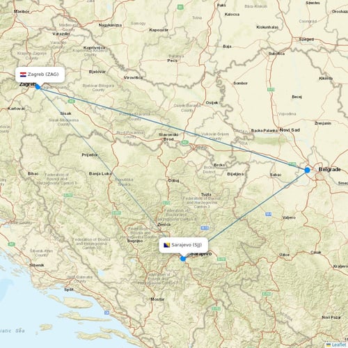 Croatia Airlines flights between Zagreb and Sarajevo