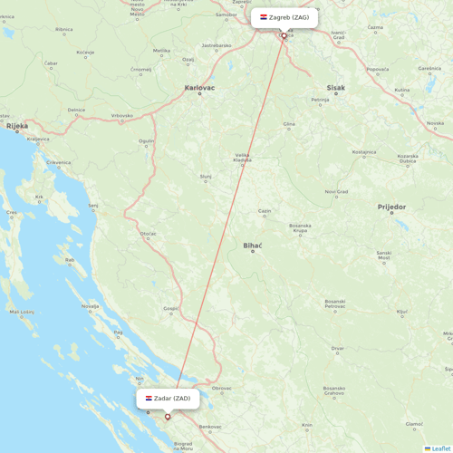 Croatia Airlines flights between Zagreb and Zadar
