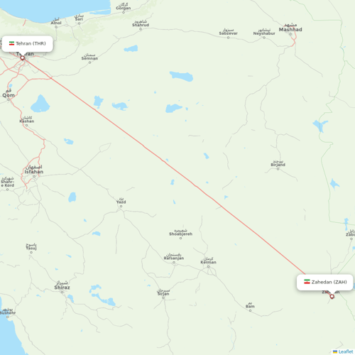 Qeshm Air flights between Zahedan and Tehran