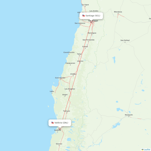 Sky Airline flights between Valdivia and Santiago