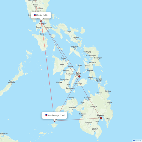 Philippine Airlines flights between Zamboanga and Manila