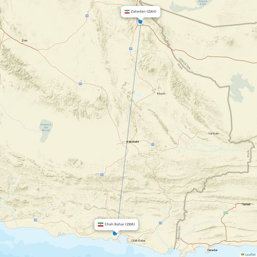 Iran Air flights between Chah Bahar and Zahedan