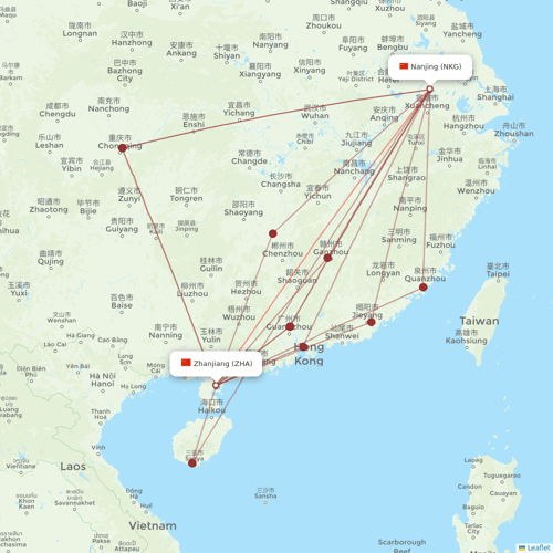 Urumqi Airlines flights between Zhanjiang and Nanjing