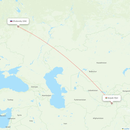 Ural Airlines flights between Zhukovsky and Kulyab