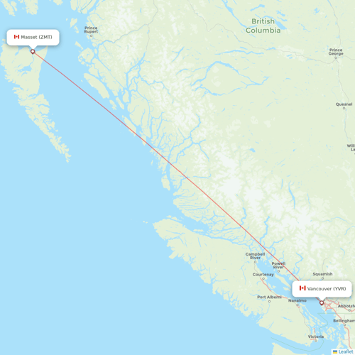 Pacific Coastal Airlines flights between Masset and Vancouver