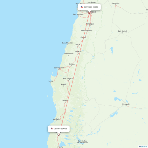 Sky Airline flights between Osorno and Santiago