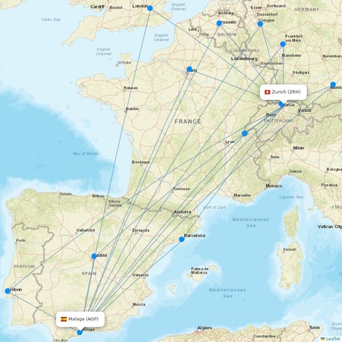 SWISS flights between Zurich and Malaga