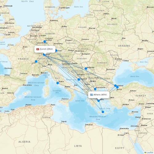 SWISS flights between Zurich and Athens