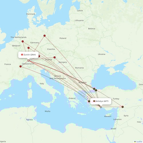 Corendon Airlines flights between Zurich and Antalya