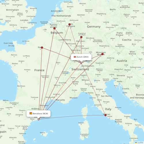 SWISS flights between Zurich and Barcelona