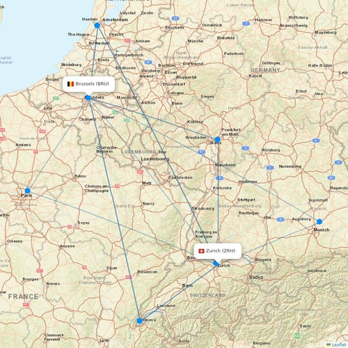 SWISS flights between Zurich and Brussels
