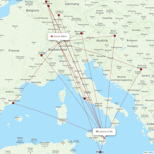 Edelweiss Air flights between Zurich and Catania