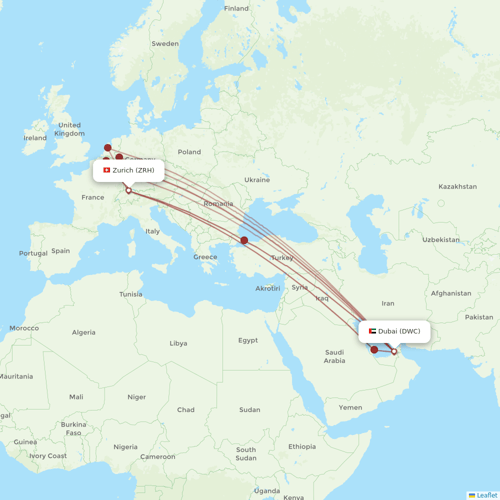ZanAir flights between Zurich and Dubai
