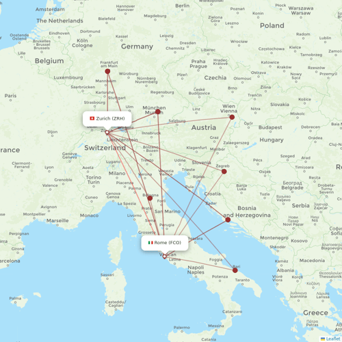 SWISS flights between Zurich and Rome