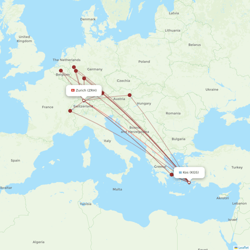 Germania flights between Zurich and Kos